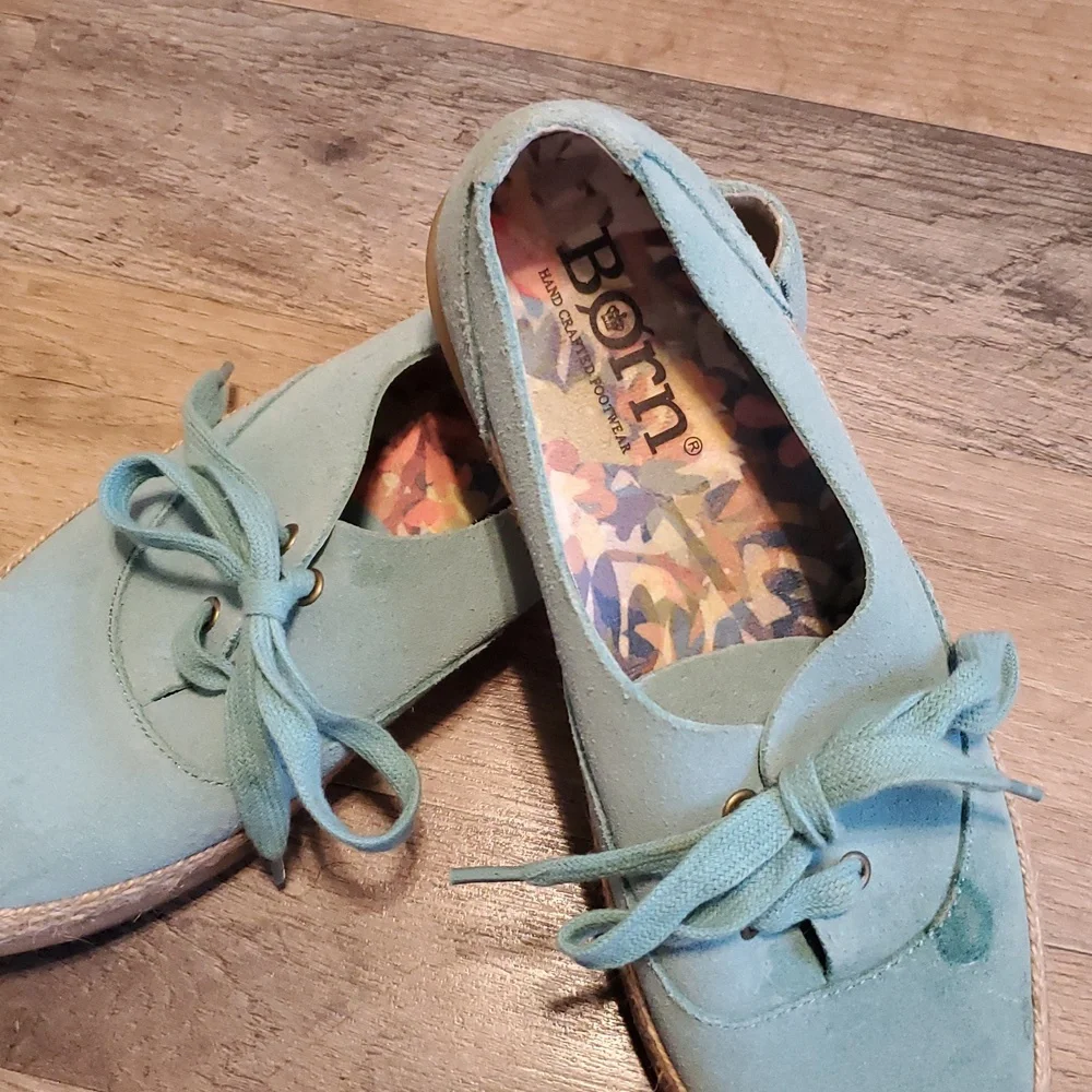 Born Women's Teal Suede Flats